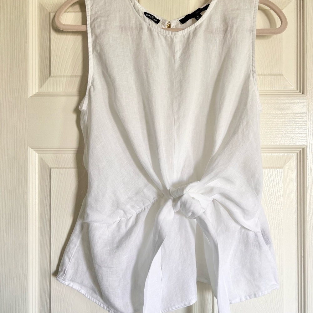 100% Linen white blouse